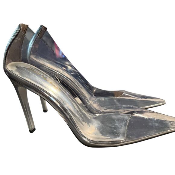 Good American Cinder-Rella Clear Pumps, Silver Toe, Size 11.5 - Picture 3 of 8